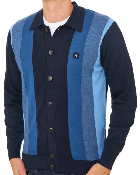Gabicci Vintage Pedro Full Button Knit - Blue (V57GM12)