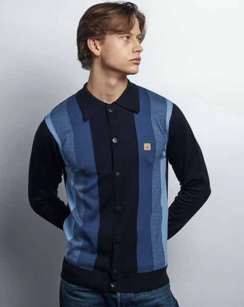 Gabicci Vintage Pedro Full Button Knit - Blue (V57GM12)