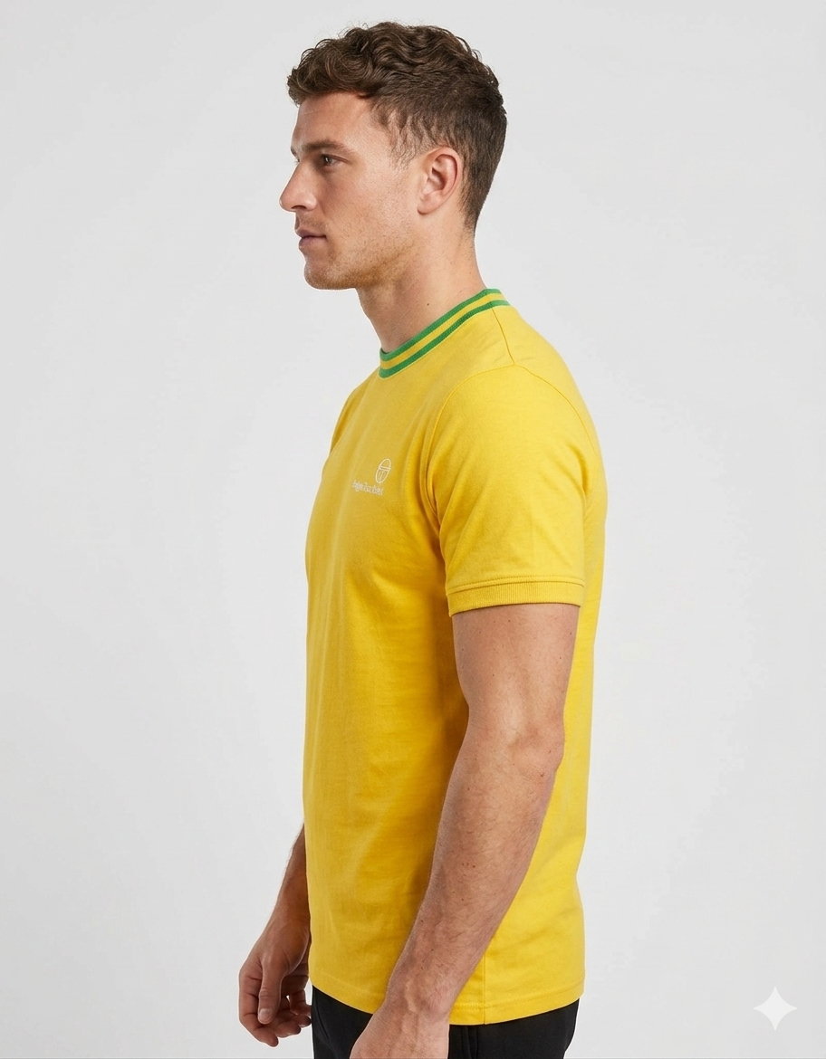 Clique Sergio Tacchini Rainer T-shirt in cyber yellow and fern green, featuring a casual fit and bold color contrast.