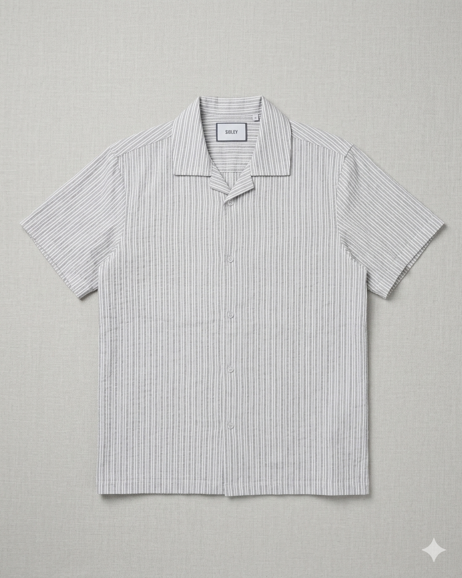 Cream SEDLEY Tunnel Seersucker shirt by Clique, featuring a textured seersucker fabric and classic collar.
