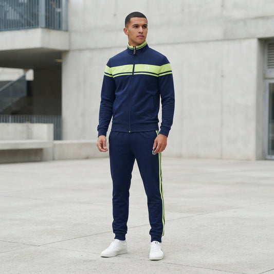 Sergio Tacchini Damarindo Full Tracksuit - Maritime Blue / Celery (STM50273)