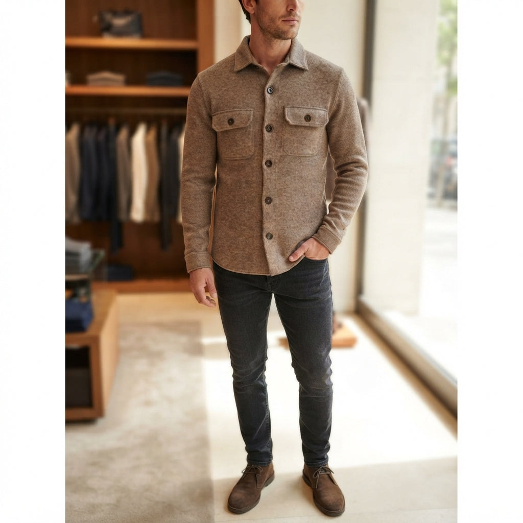 Giordano Taranto Classic Wool Overshirt - Shell Brown (527515-81)