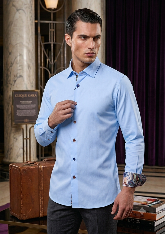 GIORDANO - Classic Cotton Shirt | Light Blue | 627812-61