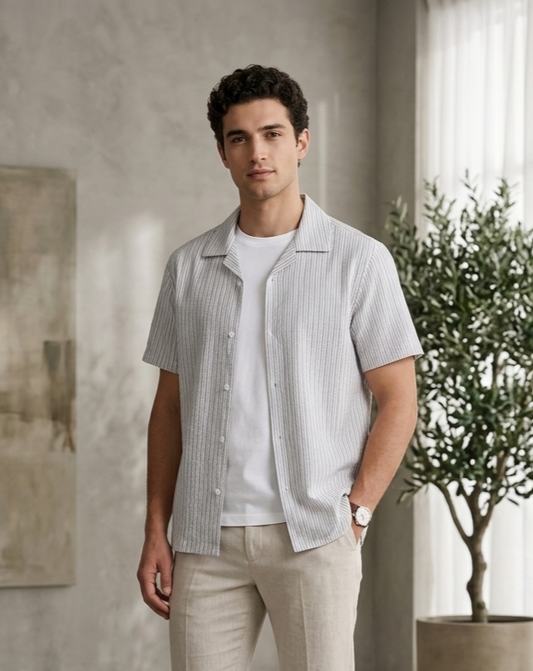 SEDLEY Tunnel Seersucker Shirt | Cream