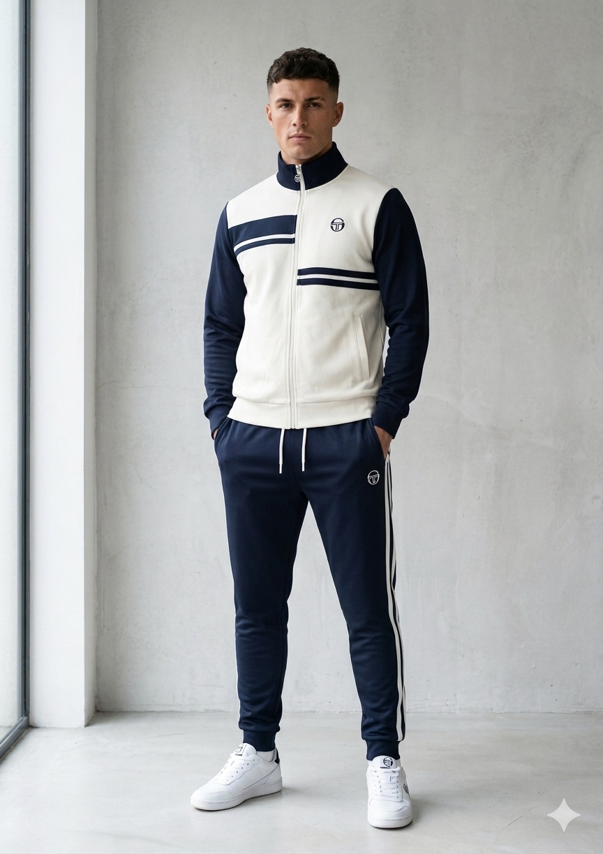 Black Sergio Tacchini New Ghibli Track Pants by Clique, featuring tapered jogger style and comfortable fabric.
