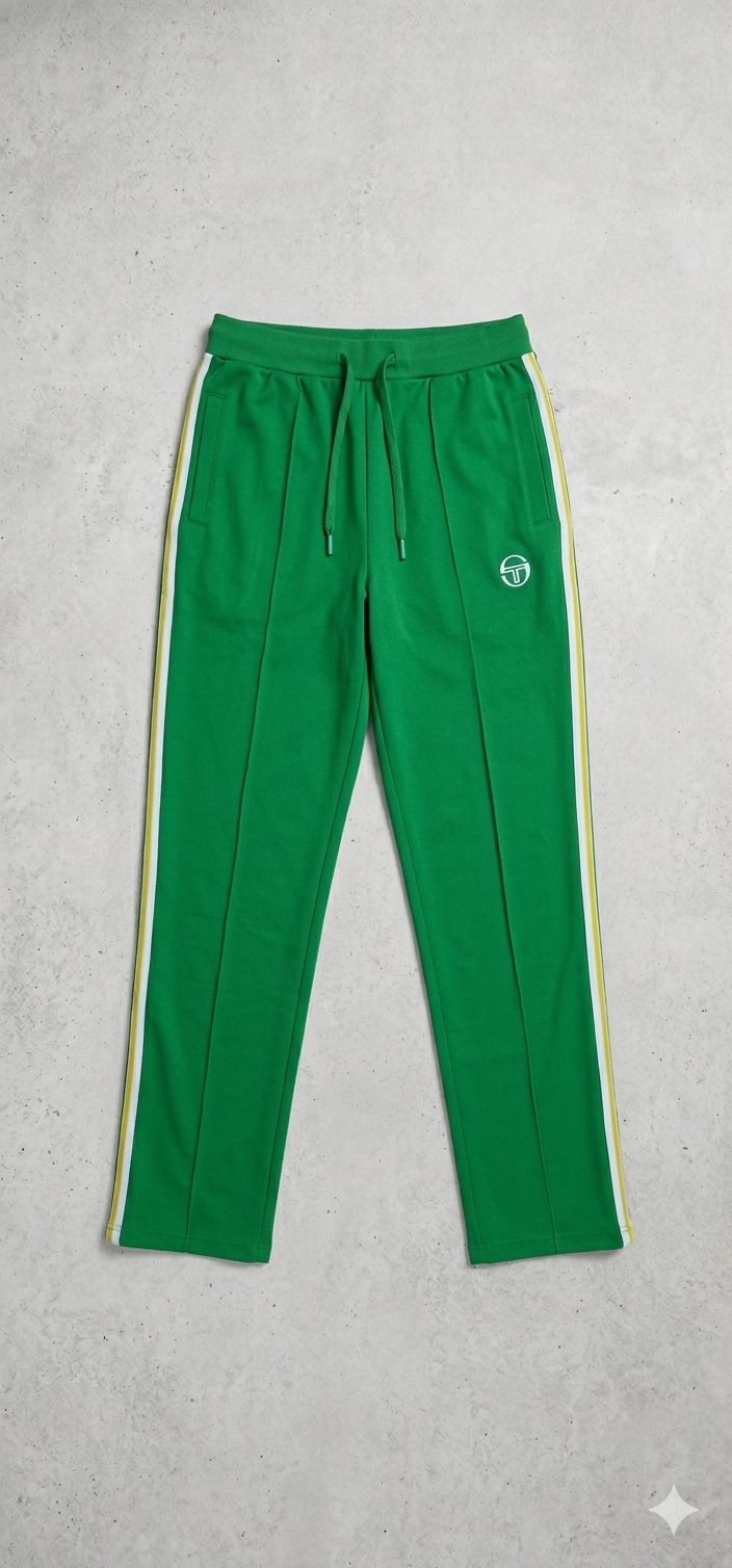 Clique Sergio Tacchini Franco Track Pants in fern green and white, comfortable joggers with a sporty design.