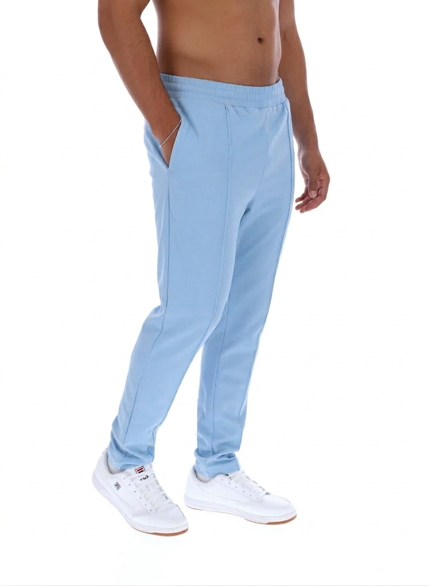 FILA Molveno Tug Slim Leg Pant by Clique Kara, sky blue joggers with a slim fit and comfortable stretch fabric.