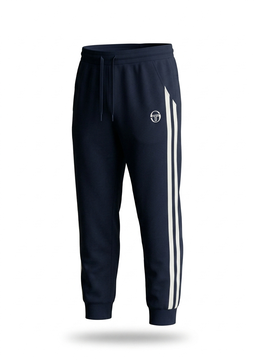 Black Sergio Tacchini New Ghibli track pants by Clique, made of comfortable sweats fabric with stylish design.