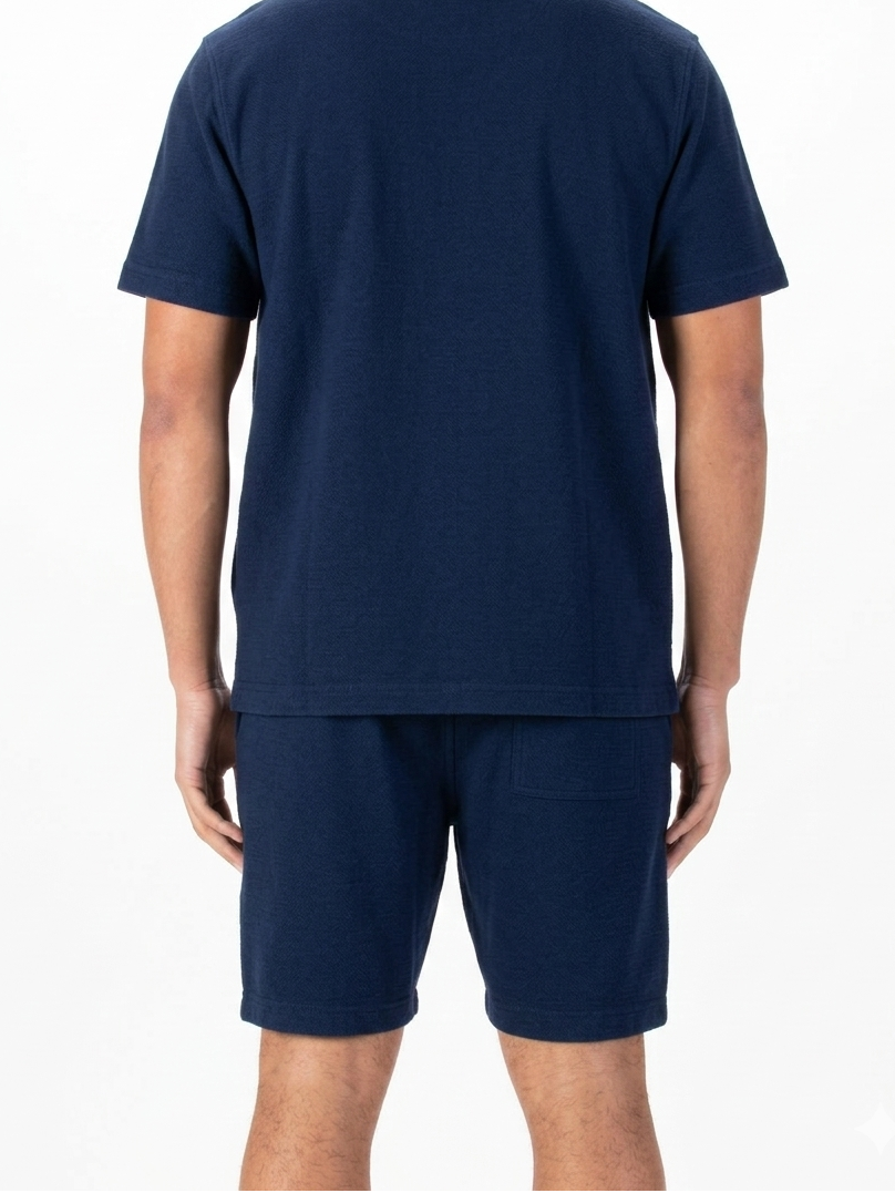 Luke 1977 Bay Men’s Textured Cotton Shorts | Dark Navy - M711010