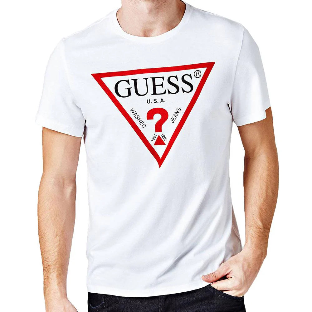 Guess Mens Original Logo Triangle T-Shirt | White - M6GI11 K2992 G1CA