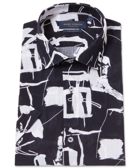 GUIDE London Short-Sleeve Shirt | Black/White - HS2843