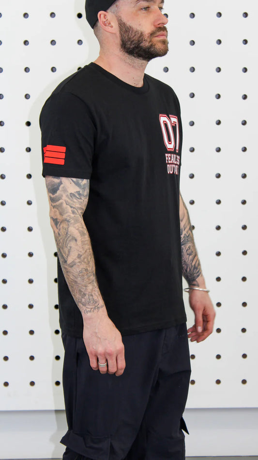 Fearless Outlaw Varsity T-shirt - Number 07 logo - Black