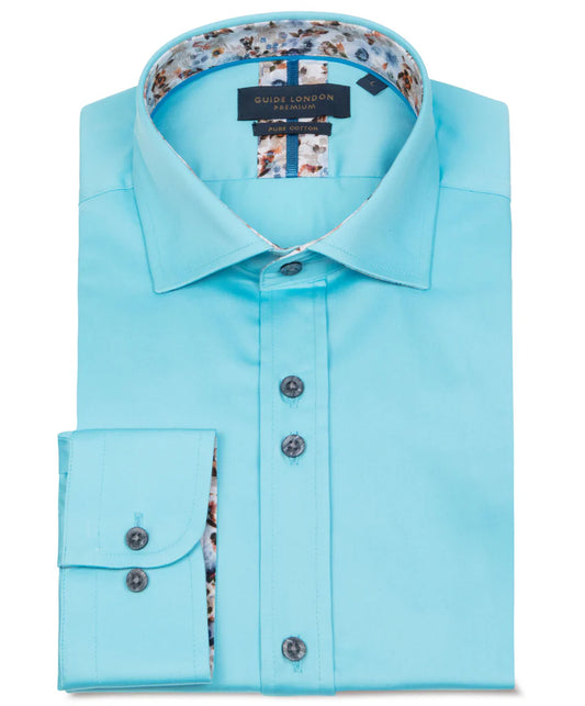 GUIDE LONDON Long-sleeve shirt | Turquoise - LS76887