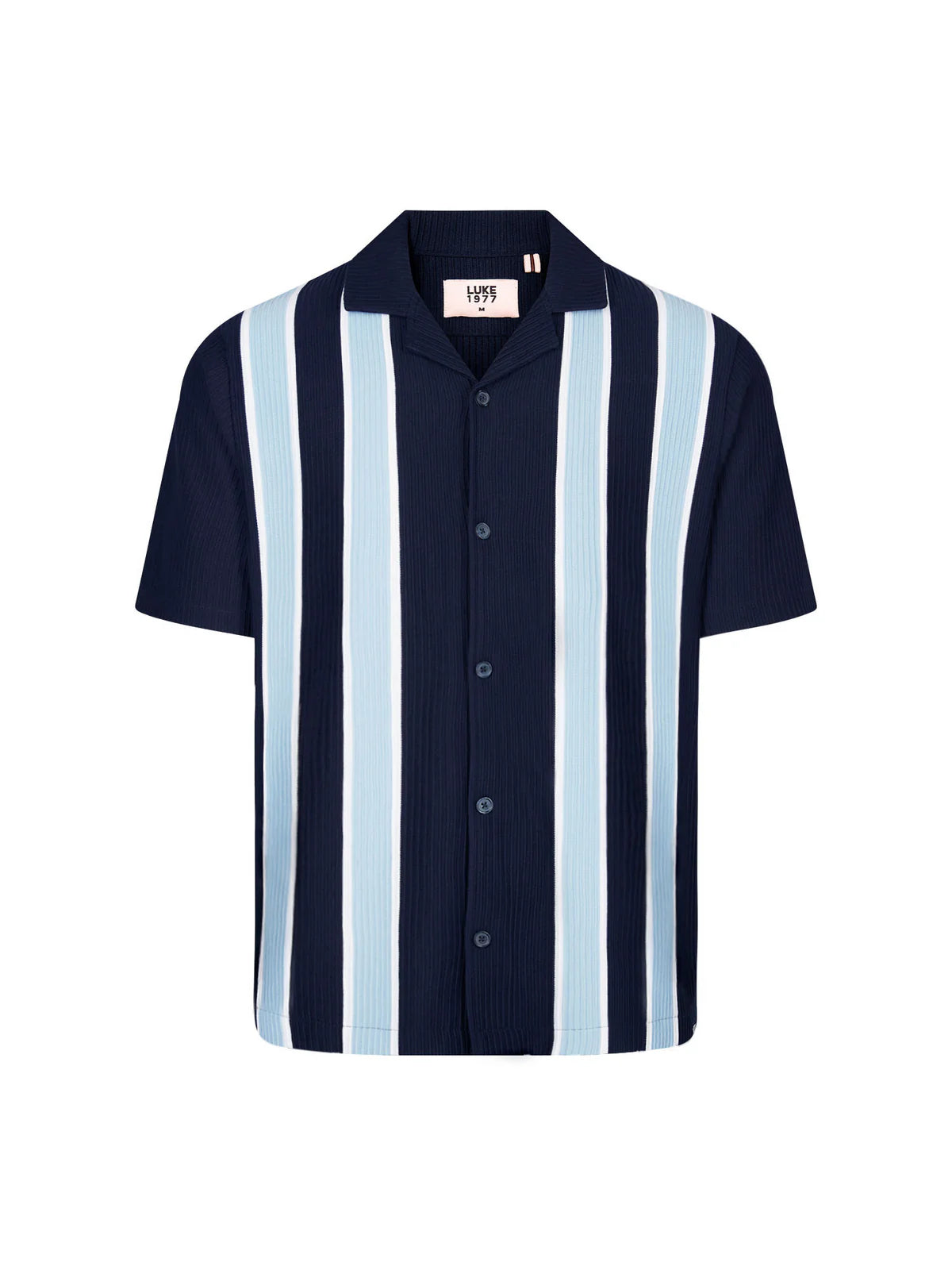 Dark navy Luke 1977 Gwithian short sleeve shirt from Clique, featuring a casual short set with a collared shirt and matching shorts.