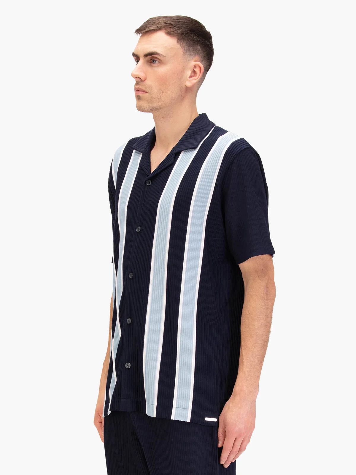 Dark navy Luke 1977 Gwithian short sleeve shirt by Clique, featuring a casual short set with button-front and collar details.