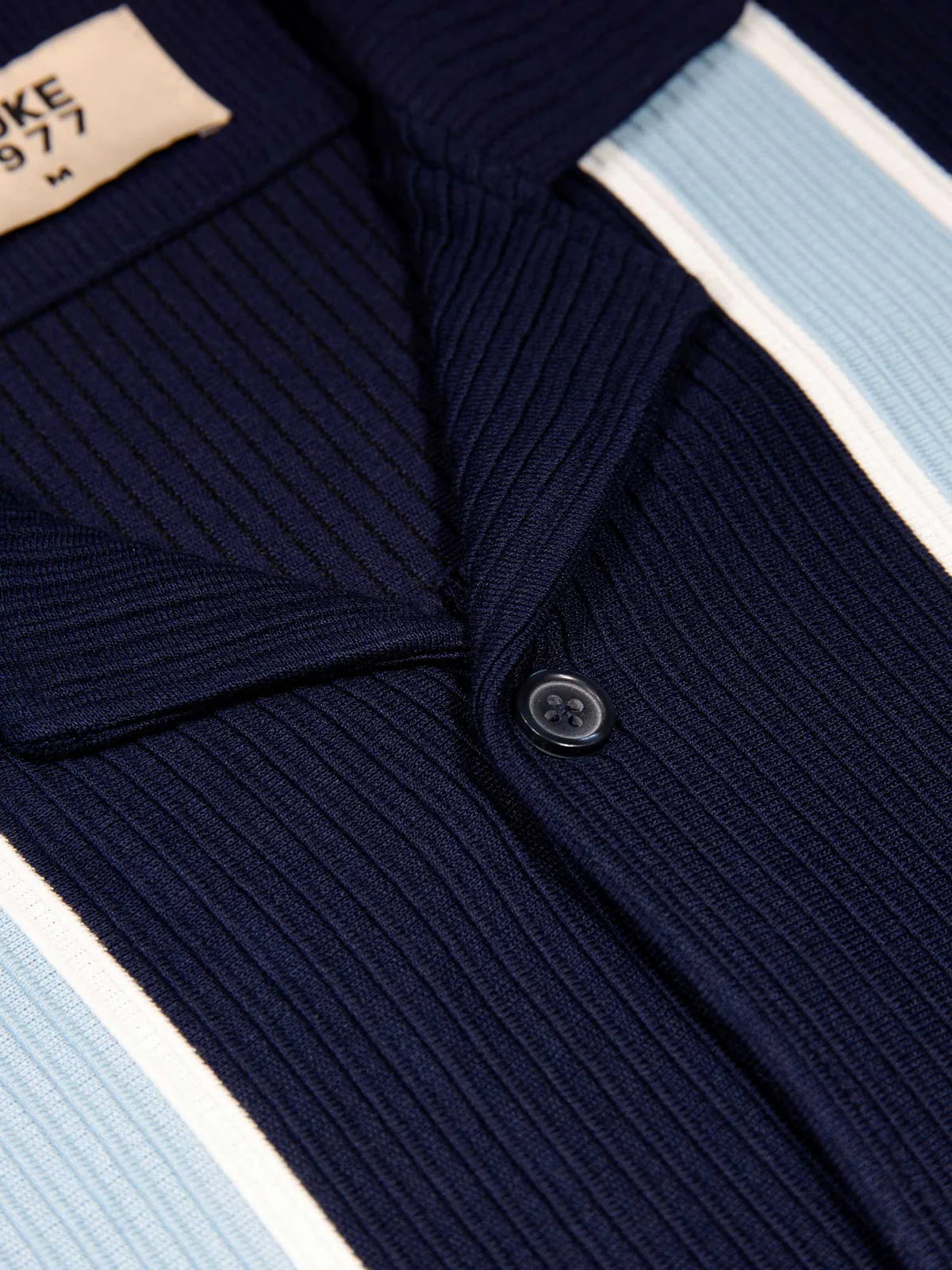 Dark navy Luke 1977 Gwithian short sleeve shirt by Clique, showing front view with collar and buttons.