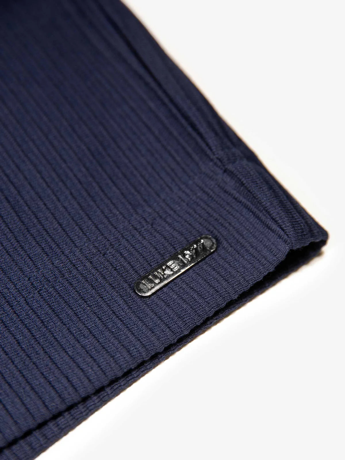 Dark navy Luke 1977 Helston textured shorts by Clique, featuring a casual fit and detailed fabric texture.