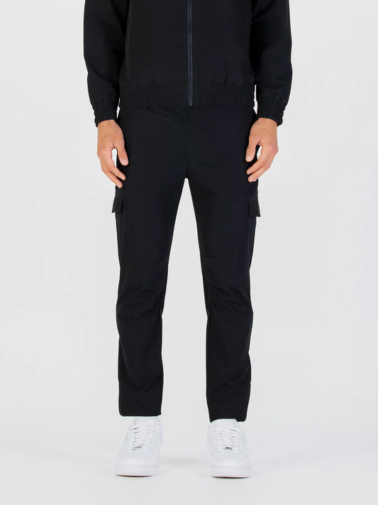 LUKE SEMANTIC POCKET DETAIL CARGO TROUSERS - UTILITY | BLACK - M750450