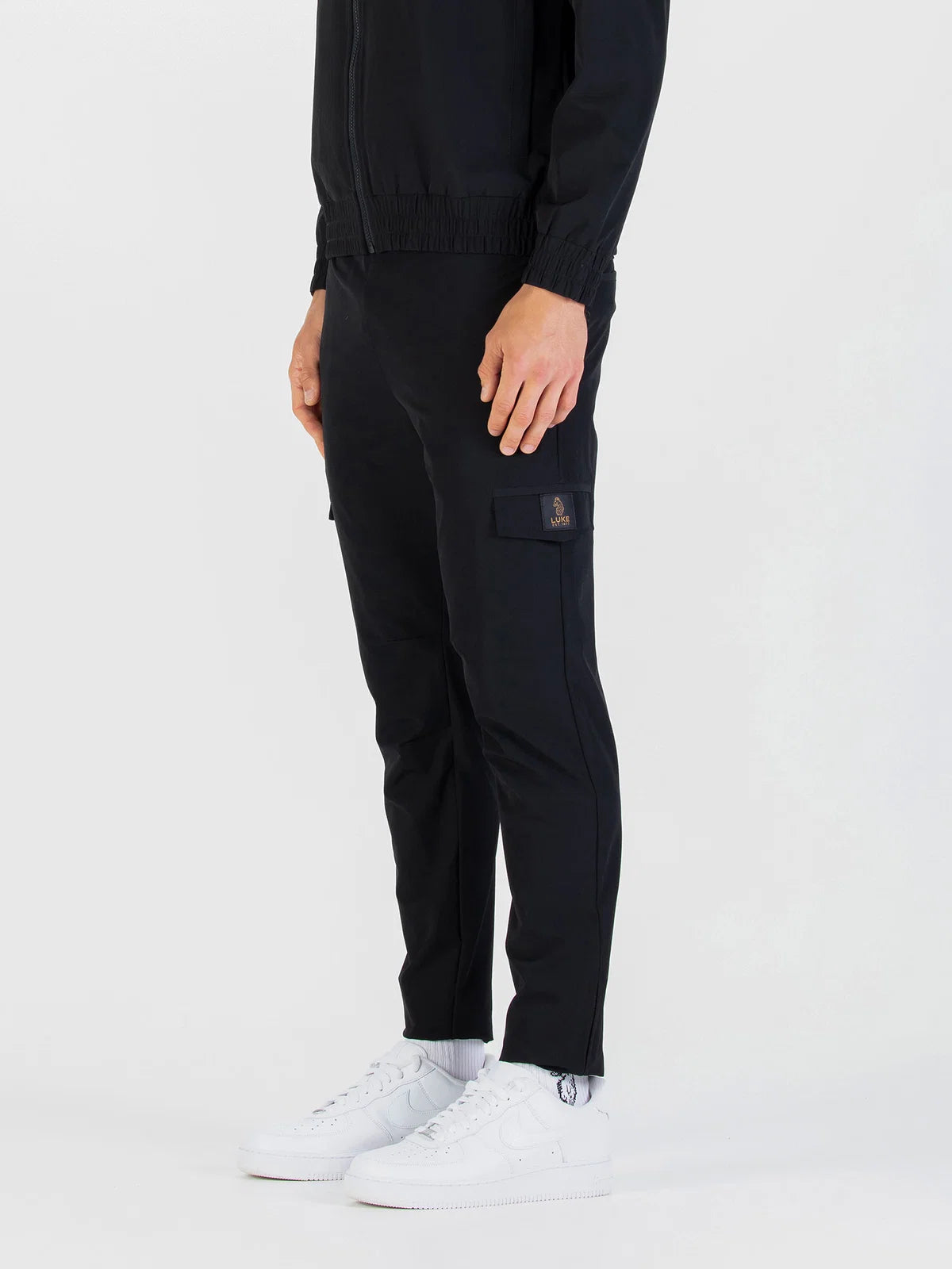 LUKE SEMANTIC POCKET DETAIL CARGO TROUSERS - UTILITY | BLACK - M750450