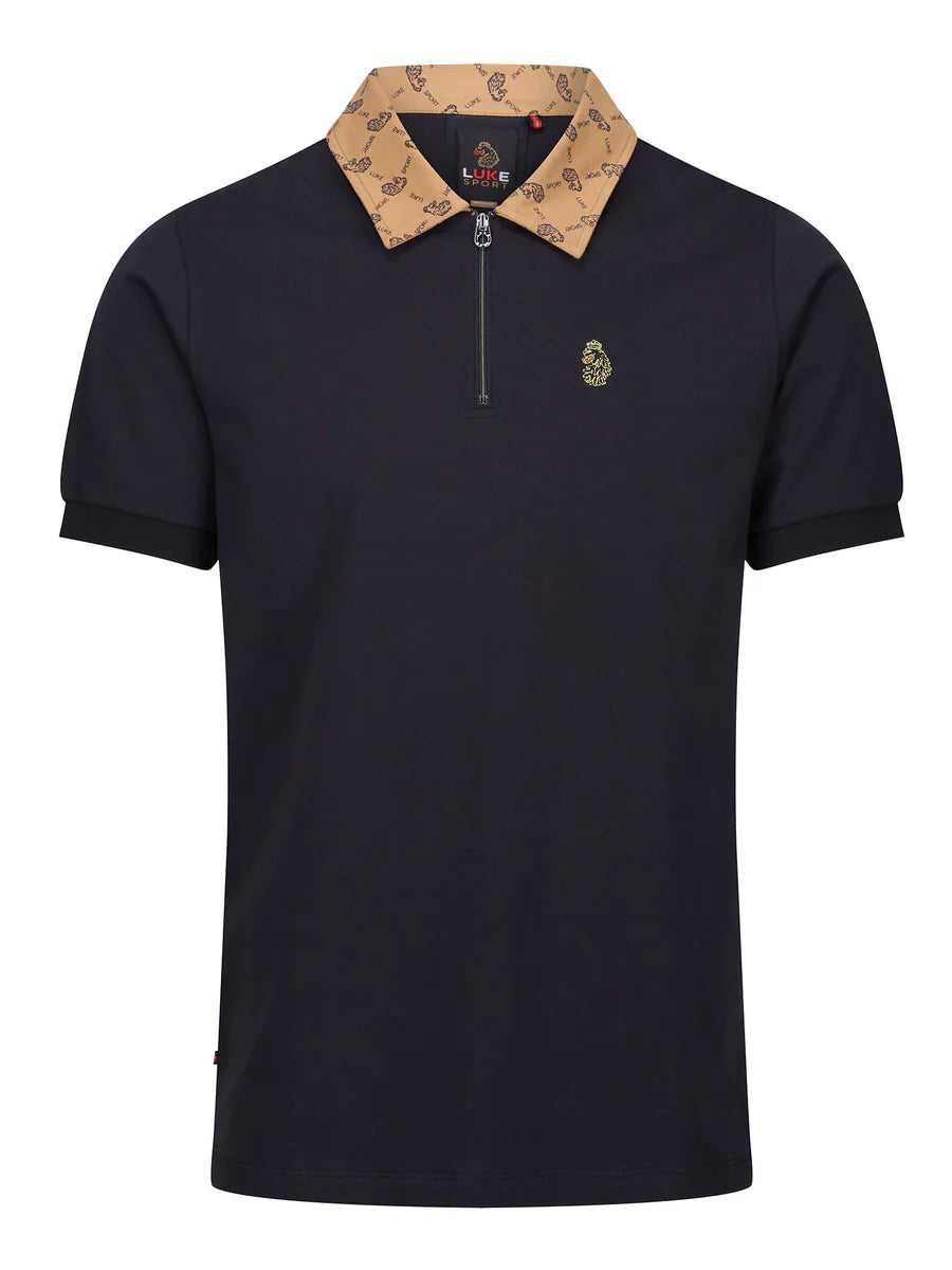 LUKE Henderson Zip Crew Neck Polo | Dark Navy - M751450