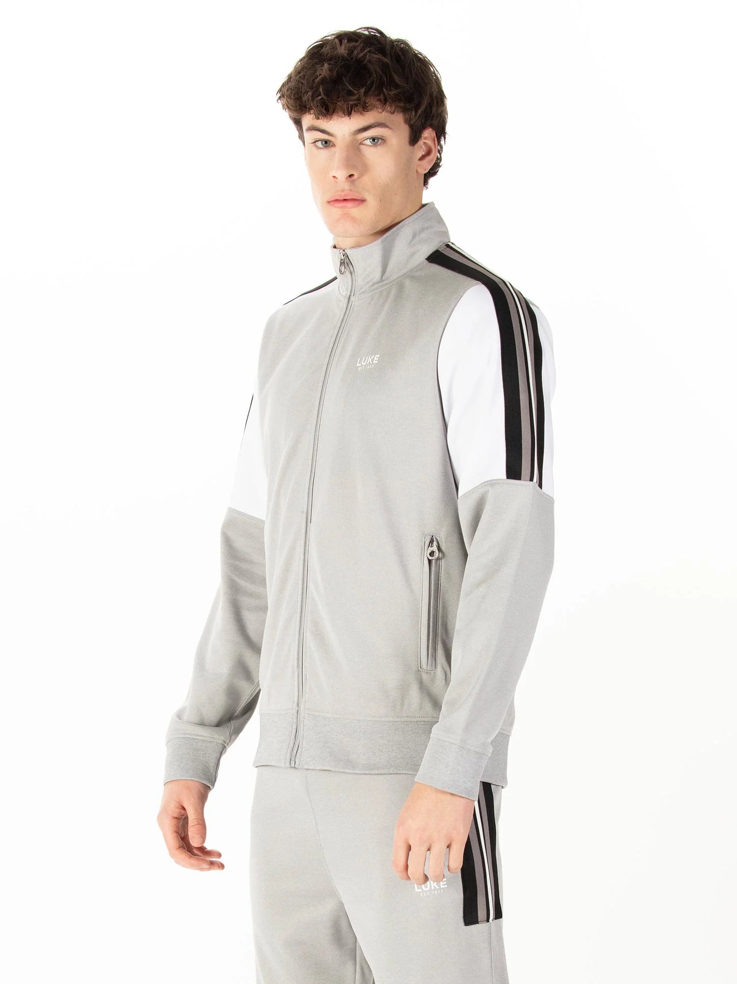 LUKE 1977 Redwood Zip Through Sweat - 310gsm / Mid Mrl Grey - M790358