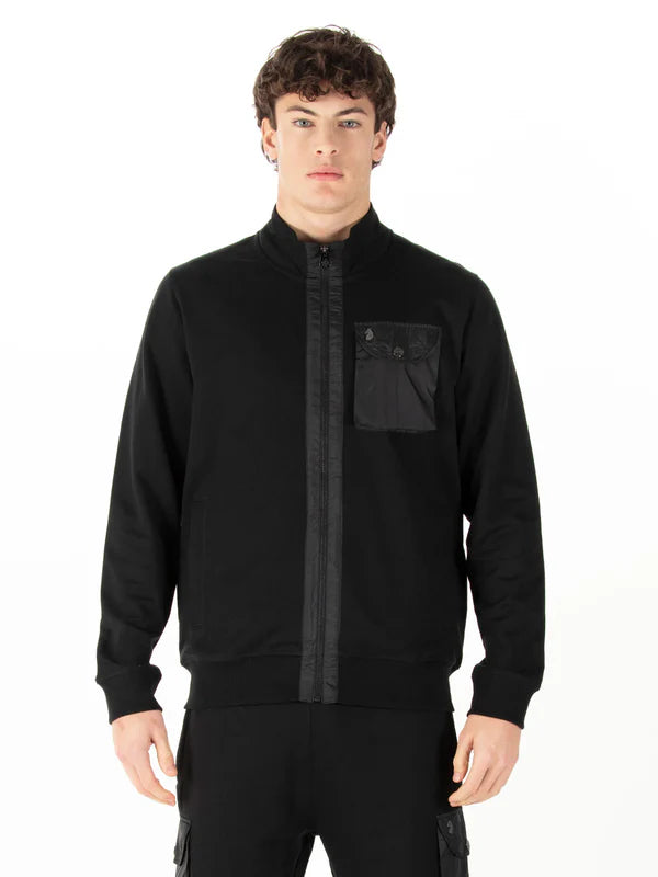 Luke 1977 Sutton Contrast Pocket Funnel Full Zip Jumper - Black