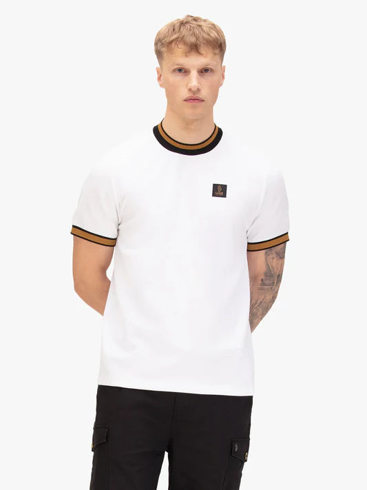 Luke 1977 Coron T-Shirt by Clique in ice grey, black, and gold with a stylish design, shown in a front view.