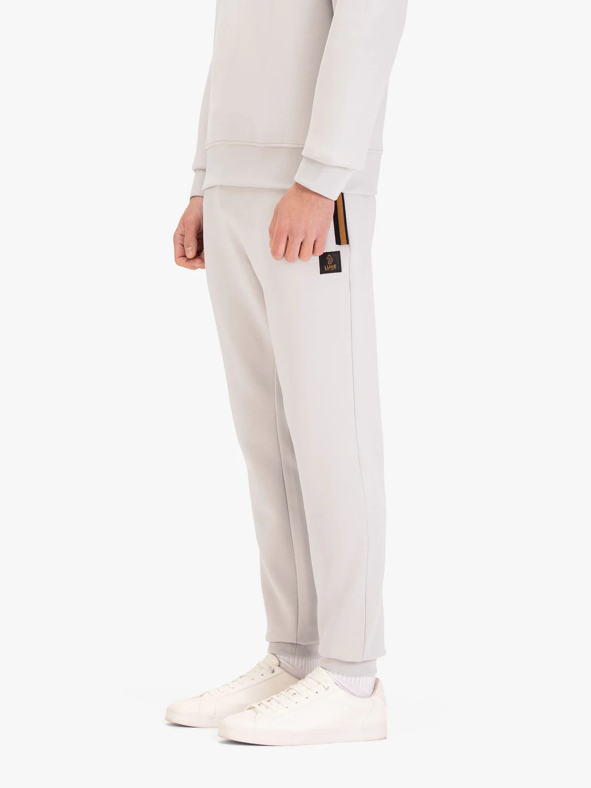 Clique Luke1977 Makati Ice Grey joggers with drawstring waist and tapered fit, made from soft, comfortable fabric.
