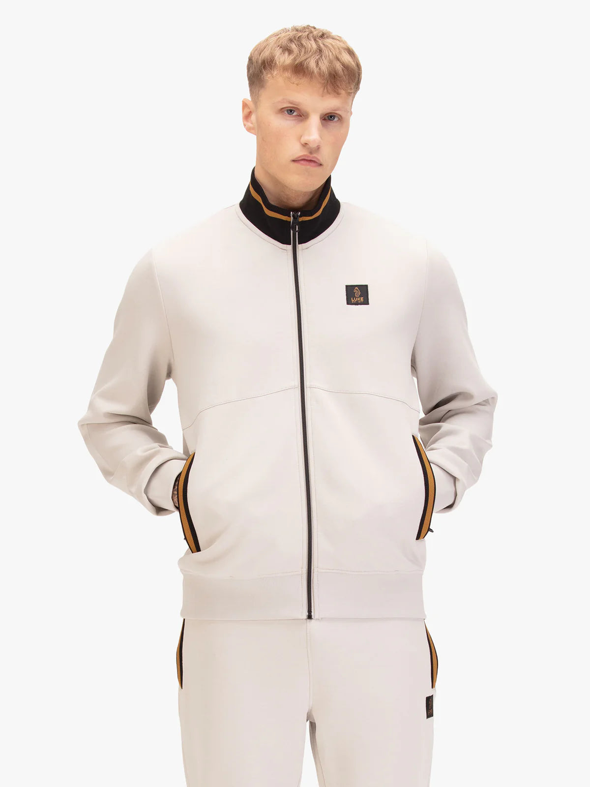 Luke Est 1977 Makati Zip Through Sweatshirt | Ice Grey- M810358