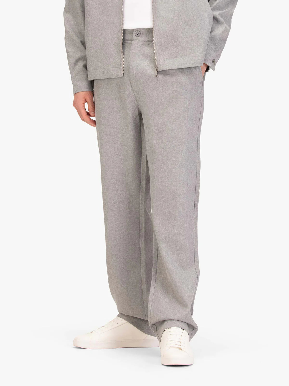 Luke 1977B Boas Smart Woven Trousers | Mid Marl Grey - M830401