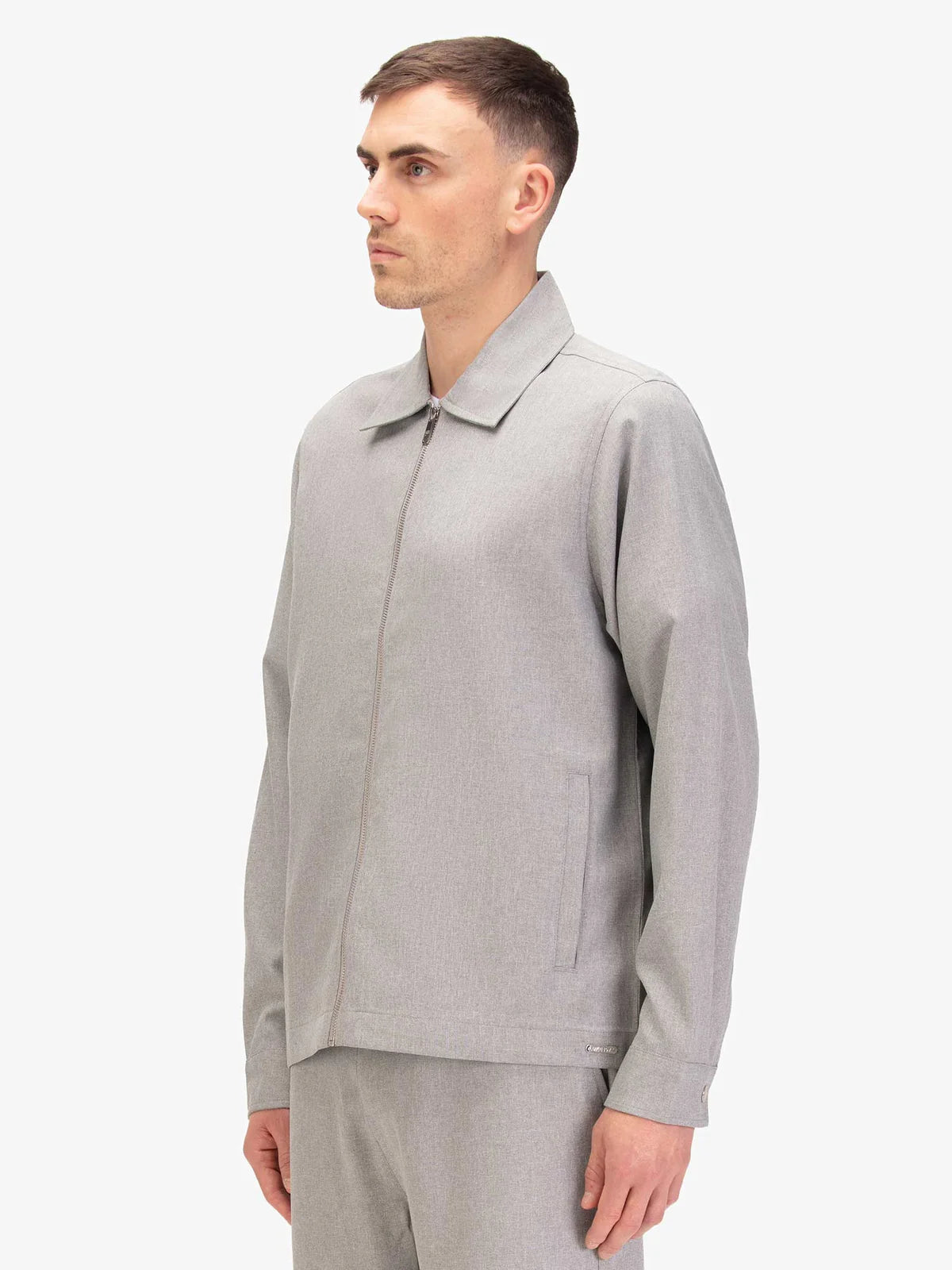 Luke 1977 Emery Woven Collared Jacket | Mid Marl Grey - M803073