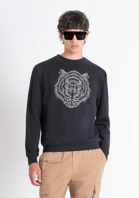 ANTONY MORATO Regular Fit Sweatshirt Rubberized Tiger Print | Black - MMFL01041 - FA150185 - 9000