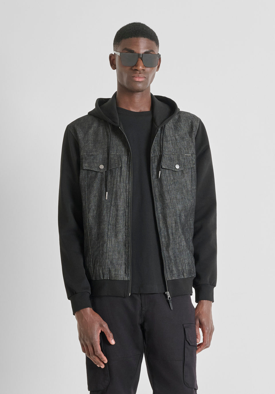 Antony Morato Regular Fit - Zip Sweatshirt Cotton Blend | Black - MMFL01075-FA150168-9000
