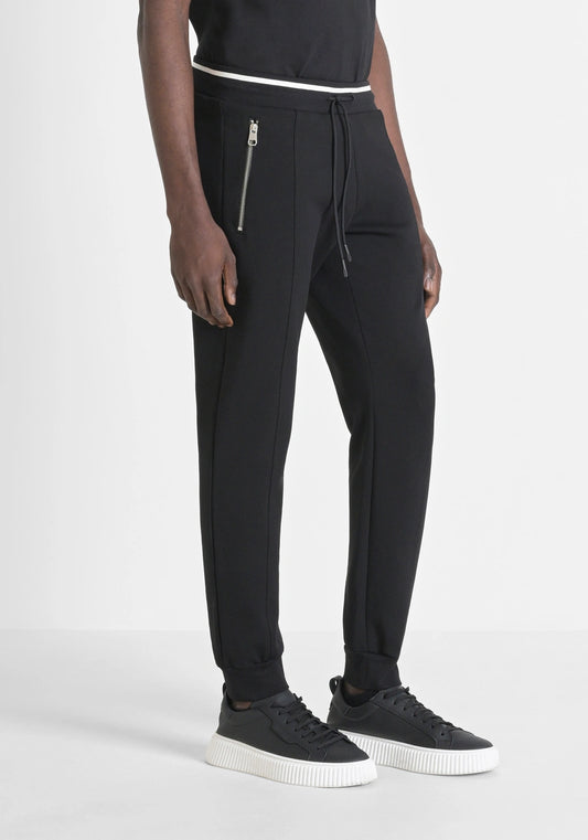 Antony Morato - JAKARTA SLIM-FIT COTTON TROUSERS WITH PRINTED LOGO / Black - MMFP00408-FA150178-9000