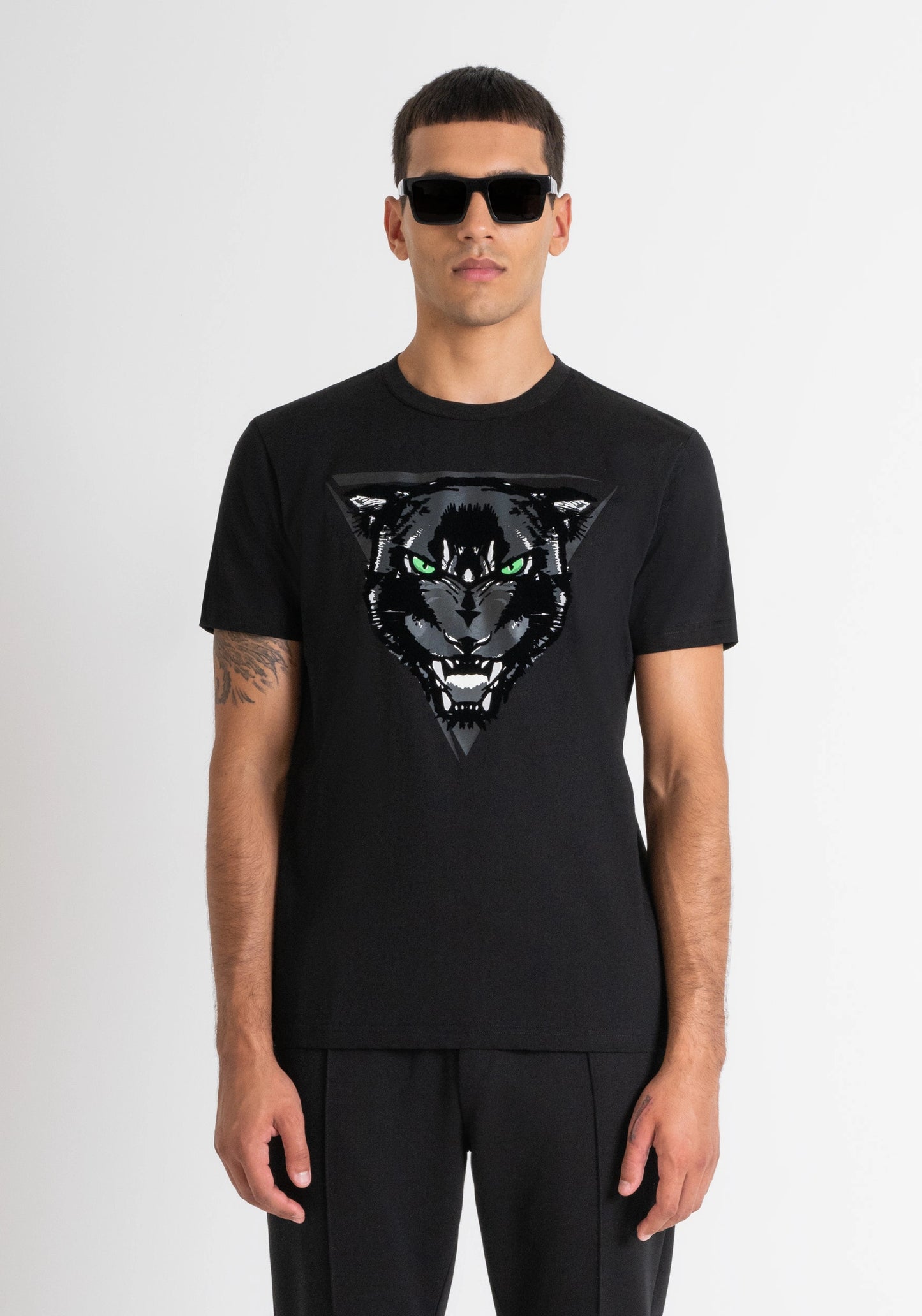 Antony Morato - Regular Fit T-Shirt Cotton Jersey  Panther Print | Black - MMKS 02429 - FA100144 (Copy)