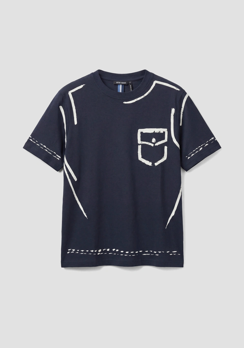ANTONY MORATO - Relaxed-Fit T-Shirt in Soft Cotton - Contrasting Paint Print | Marine Blue - MMKS02605-FA100258-7139