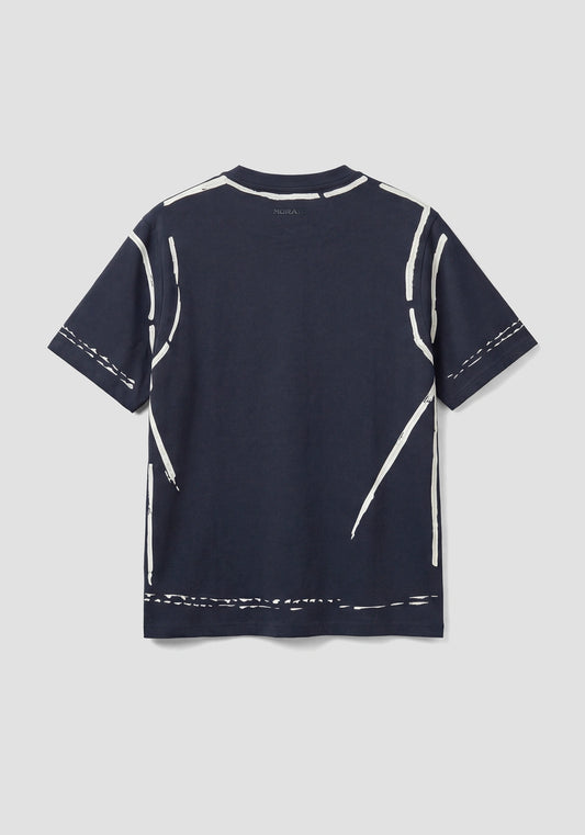 ANTONY MORATO - Relaxed-Fit T-Shirt in Soft Cotton - Contrasting Paint Print | Marine Blue - MMKS02605-FA100258-7139