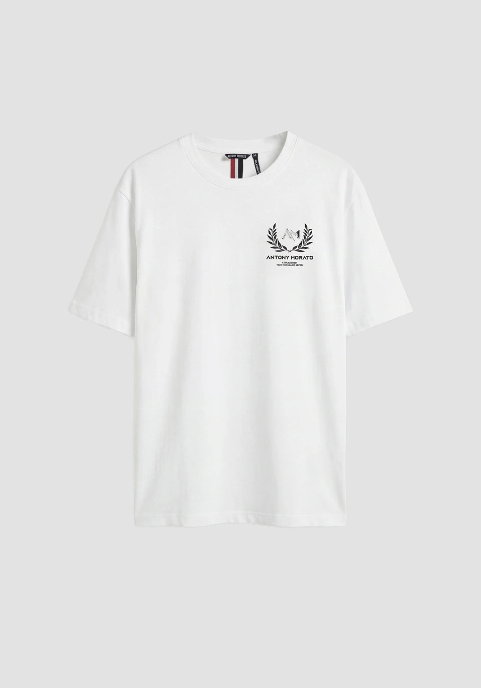 Clique Antony Morato relaxed fit white cotton jersey T-shirt with marble effect print, casual style and comfortable fit.