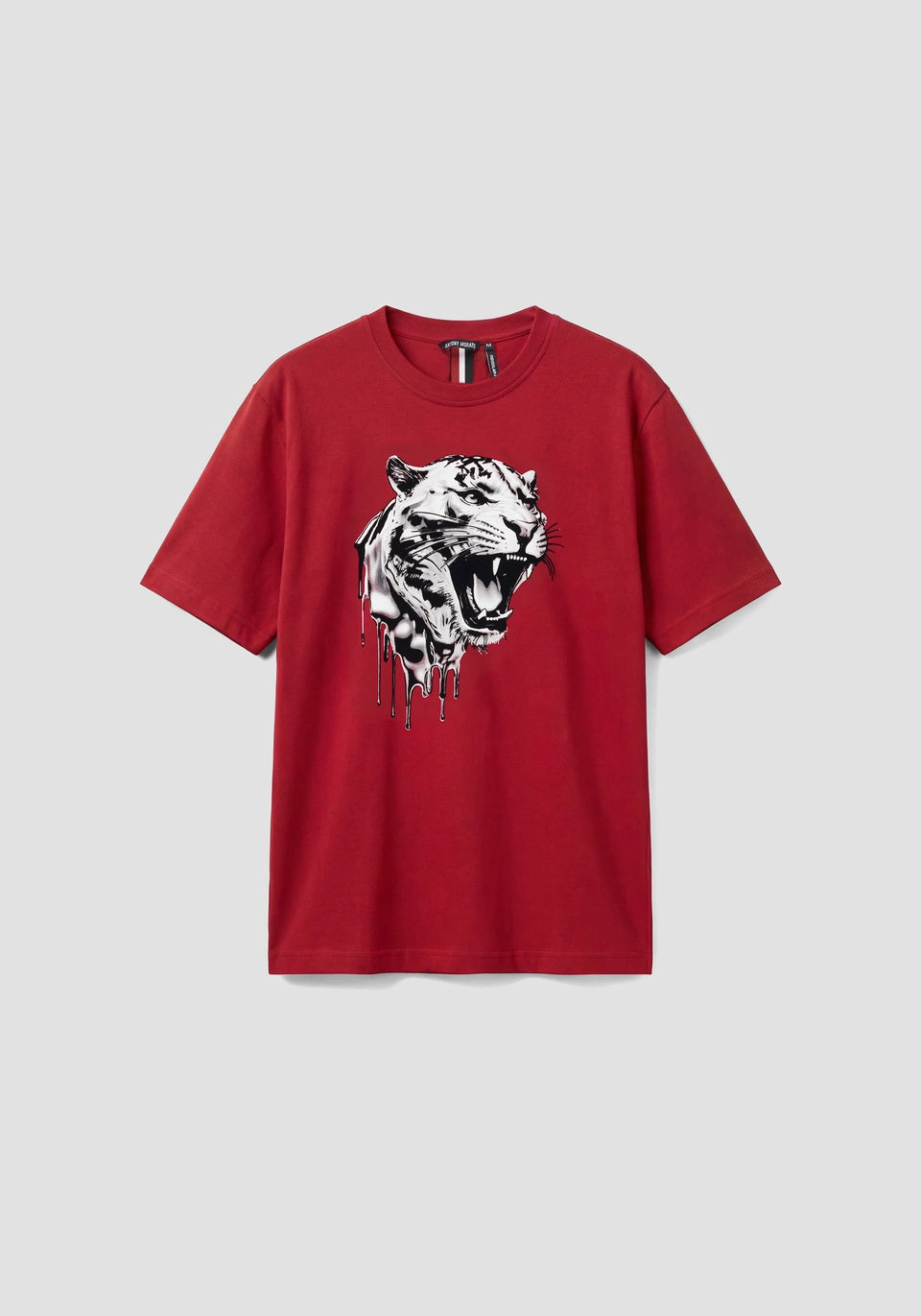 Clique Antony Morato regular-fit cherry red cotton jersey T-shirt with printed design, lightweight and comfortable for casual wear.