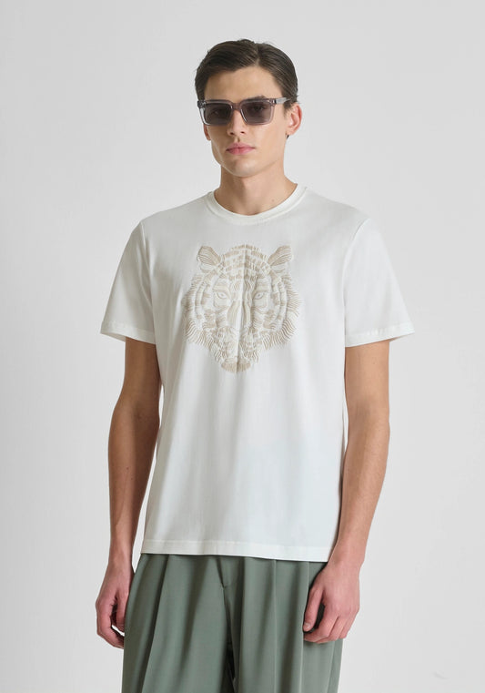 ANTONY MORATO Regular Fit  T-Shirt Cotton Jersey Print | Cream - MMKS02631-FA100144-1011