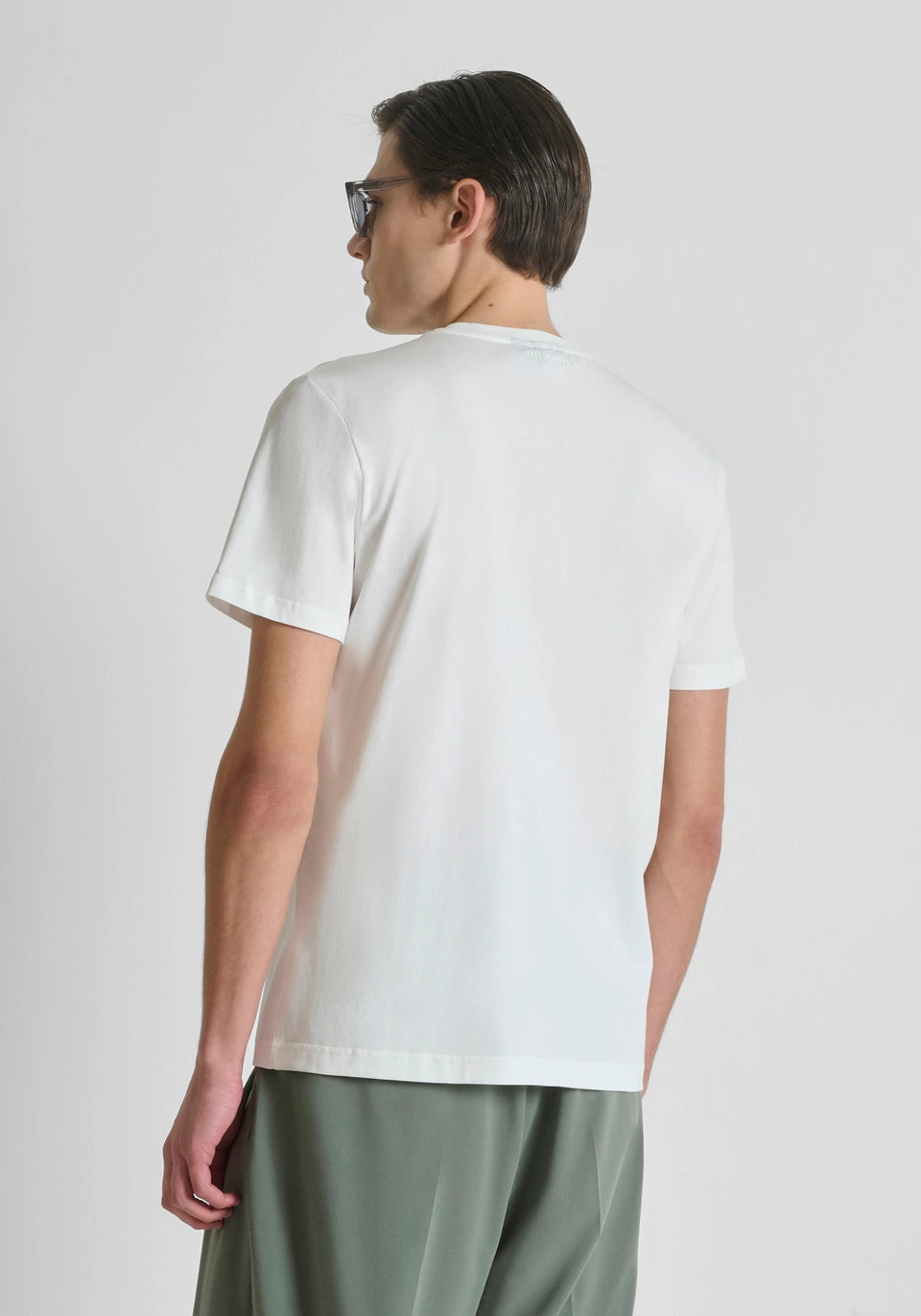 Cream Antony Morato regular fit cotton jersey T-shirt with printed design, by Clique.