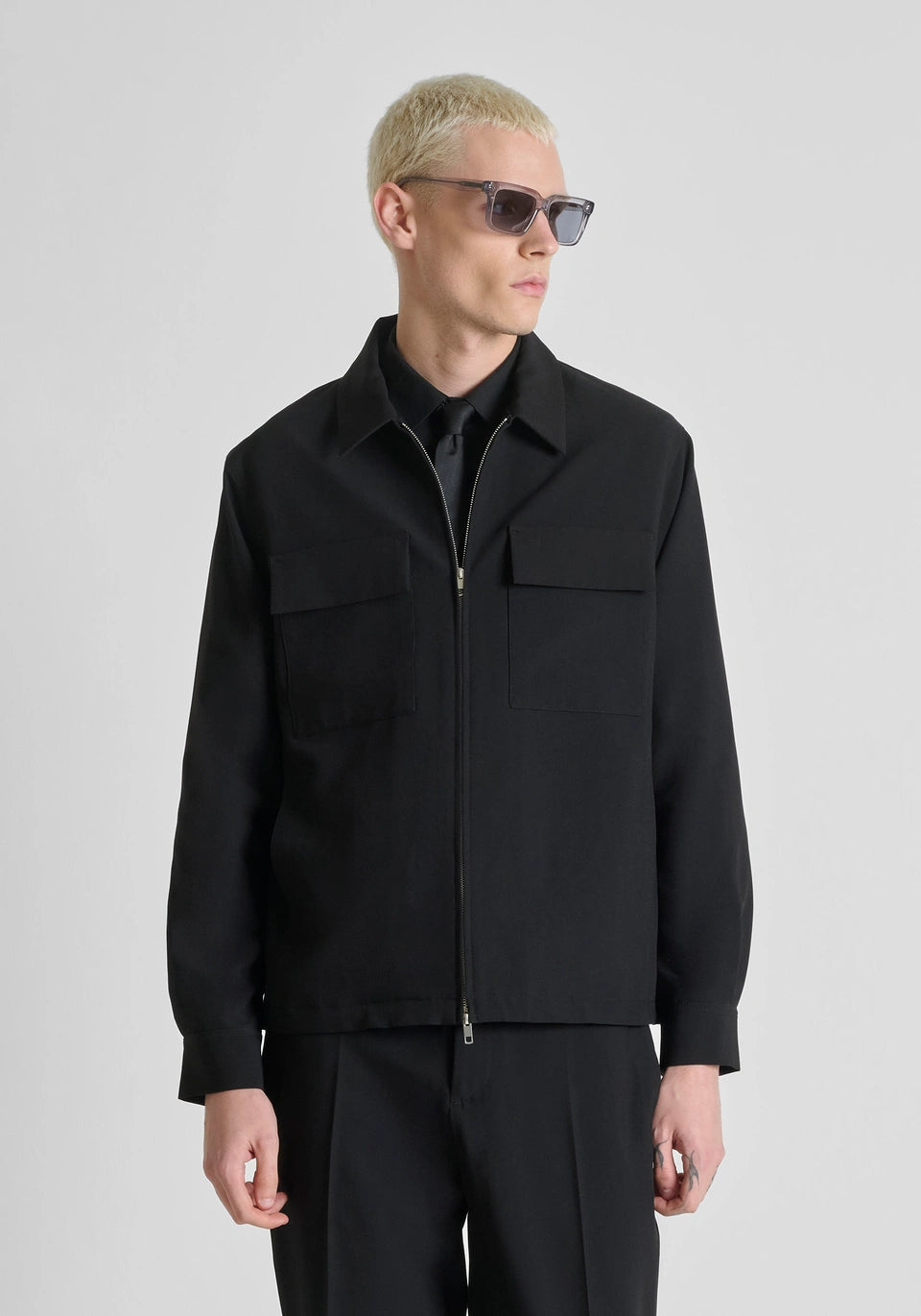 ANTONY MORATO "BREMA" Regular-Fit Overshirt Stretch Viscose Blend | Black - MMSL00786-FA600255-9000