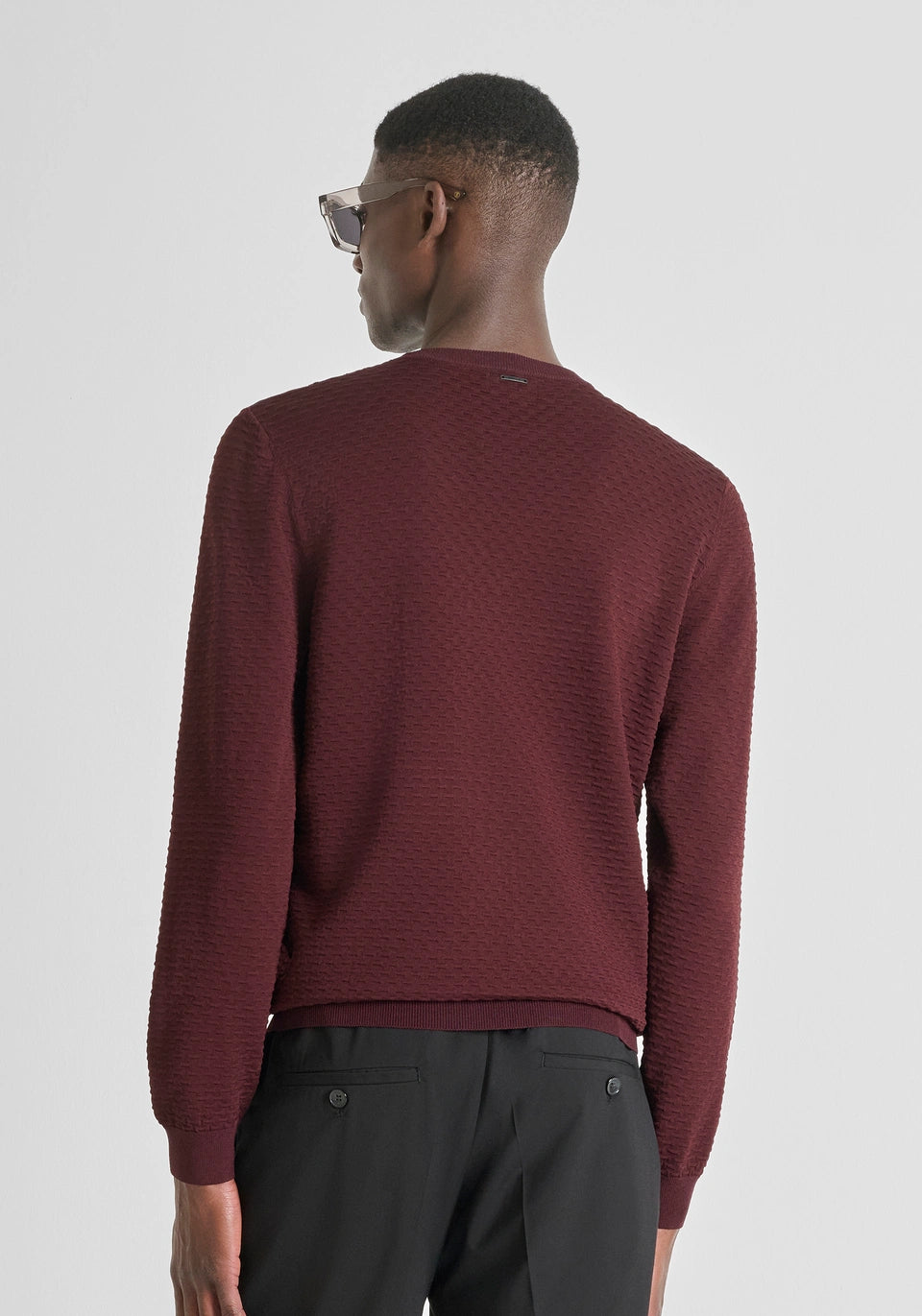 ANTONY MORATO - Slim Fit Jacquard Sweater | Dark Cherry - MMSW01524 5105