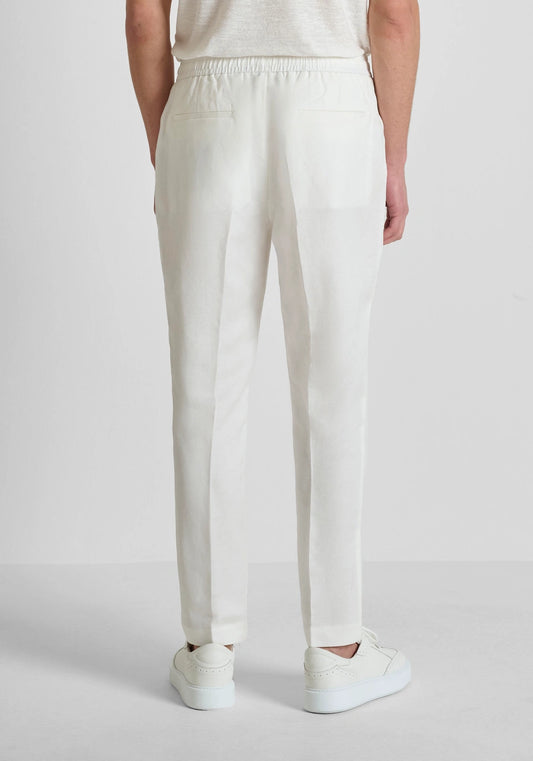 Cream Antonty Morrato Neil linen blend trousers by Clique, showing the regular-fit design and lightweight fabric.