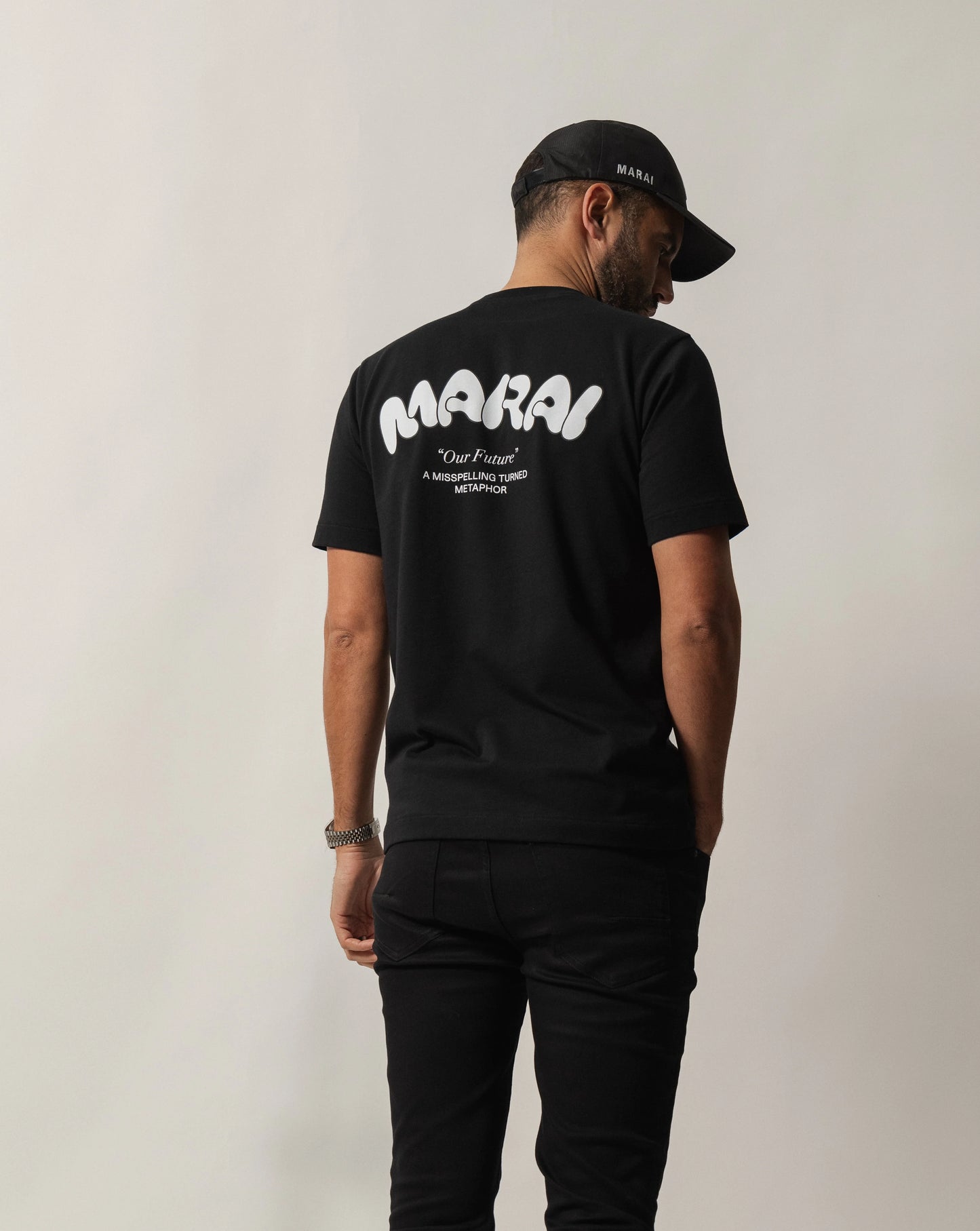 MARAI - Bubble Logo Printed Cotton T-Shirt | Black/White - MAR01