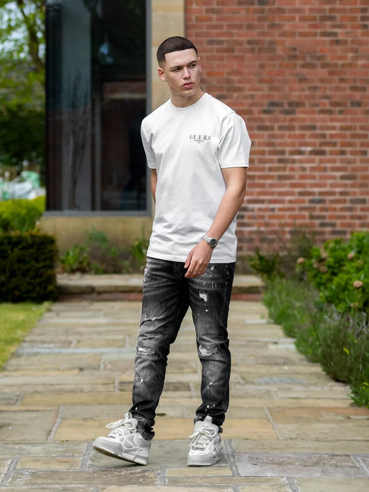 AVERE Piazzi Black Wash Paint Splatter Jeans - Black (Washed Finish)