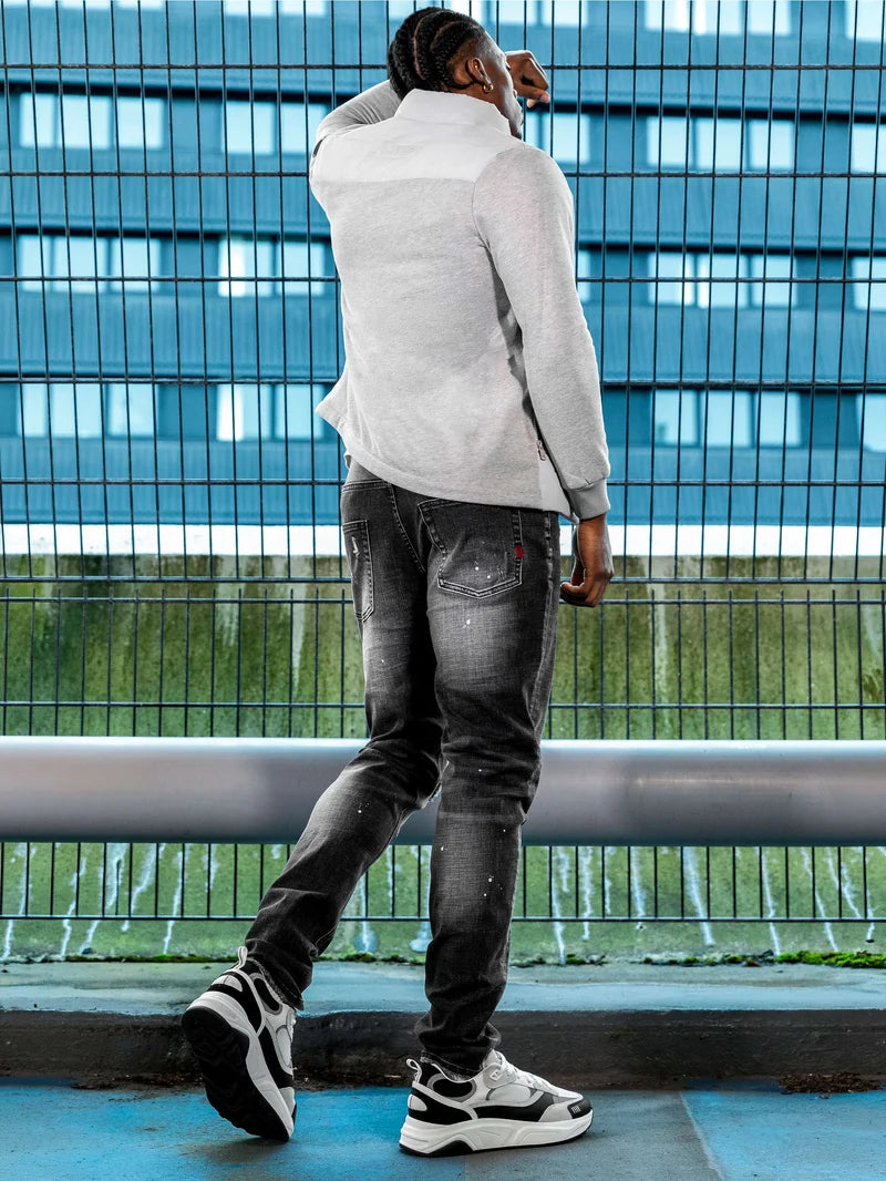 AVERE Piazzi Black Wash Paint Splatter Jeans - Black (Washed Finish)