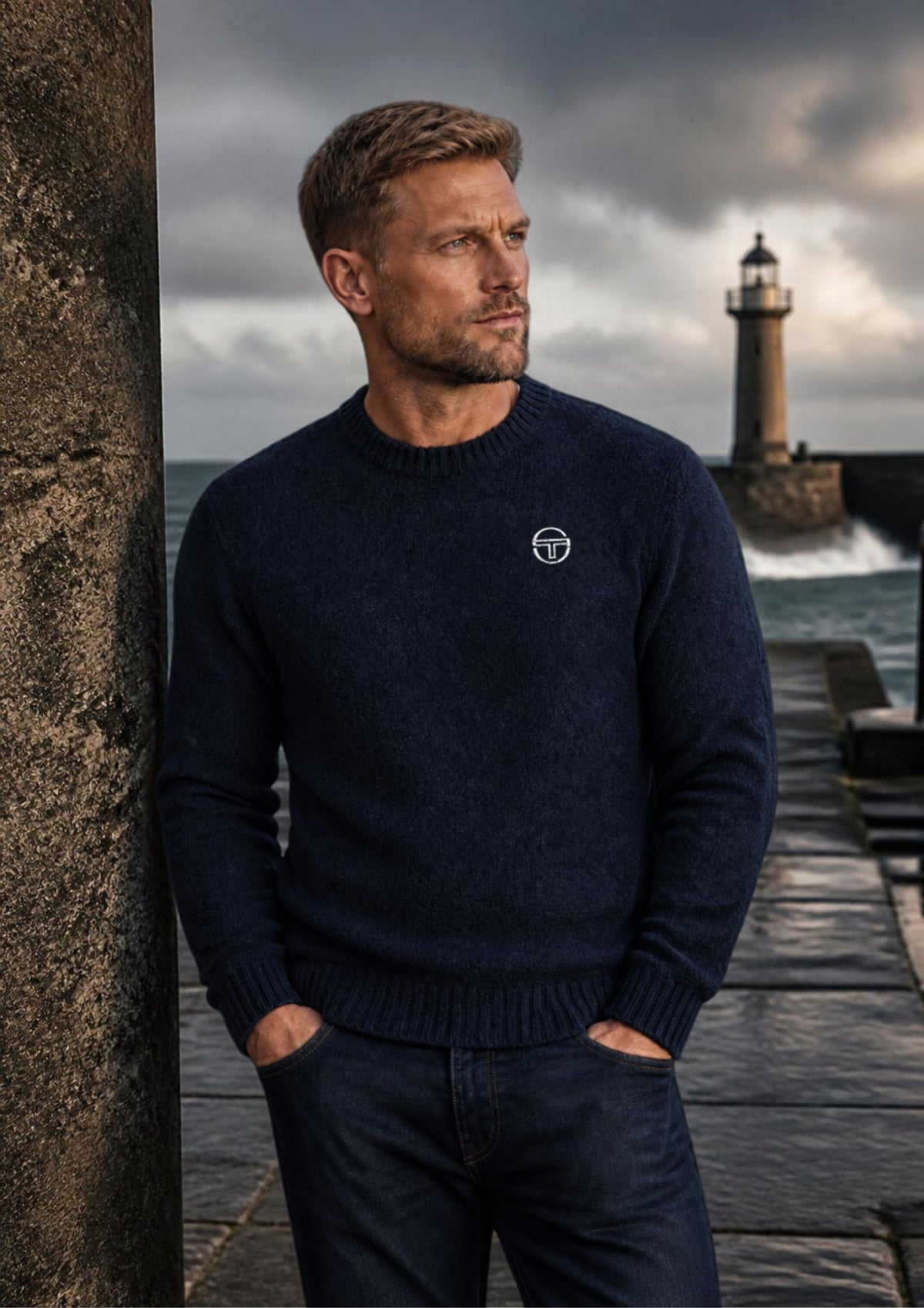 Sergio Tacchini  Caputo Crew Neck Knitted Jumper Maritime Blue STM21336-225