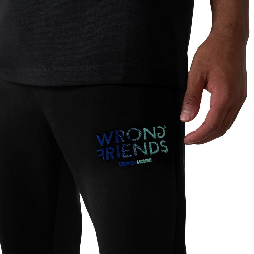 Clique Wrong Friends Simi Valley Jogger in black and blue, casual sweater with a comfortable fit, featuring stylish design details.