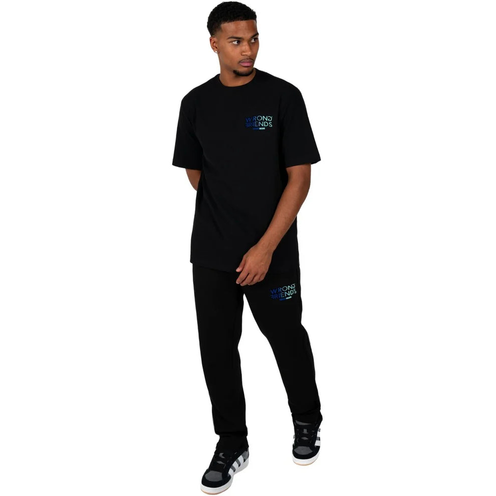 Clique Wrong Friends Simi Valley Jogger in black and blue, featuring a comfortable sweater style with casual jogger design.